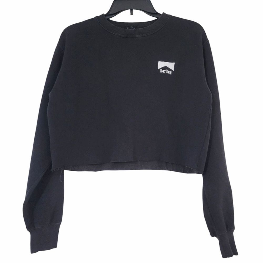 Brandy Melville John Galt Black Cropped Sweatshirt One Size